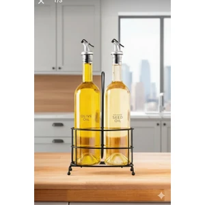 Demir Stantlı 750 ml Cam Yağdanlık Aycicek Yağı Zeytinyağı
