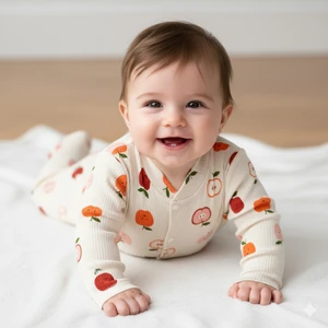 Kız Bebek Erkek Bebek Yenidoğan Pamuklu 0-6 Ay Elma Desenli Patikli Bebek Tulumu