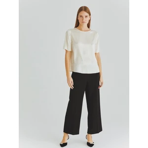 %100 İpek Yarım Kol Bluz Kemik K2013098_019