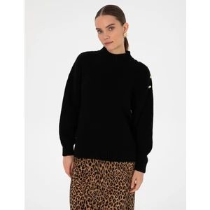 Pierre Cardin Kadın Siyah Comfort Fit Yarım Balıkçı Kazak 50316342-VR046