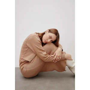 Cepli Ceket ve Triko Elbiseli Takım-CAMEL