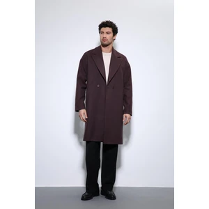 Kahve Oversize Kruvaze Erkek Kaban