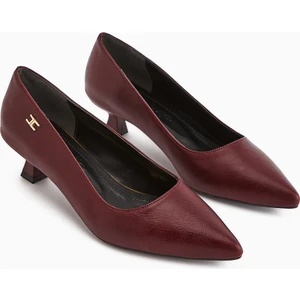 Wera Bordo Kısa Topuklu Ayakkabı Kadın Stiletto