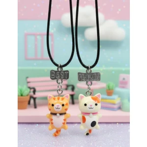 Tuna Takı & Aksesuar Sevimli Kedi kolye Bff kolye Best Friends kolye Arkadaşlık Kolyesi arkadaş hediye çocuk hediye