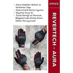 Revertech Aura Kırmızı XL - Dokunmatik Ekran Uyumlu Motosiklet Eldiveni (Erkek)