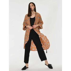 Zebra Desenli Kuşaklı Kımono Standart Renk Y1916306_089