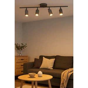 Spoti 4'lü Antrasit Renk (Gün Işığı) Modern Tasarım Salon - Mutfak - Banyo Spot Ledli Sıralı Avize