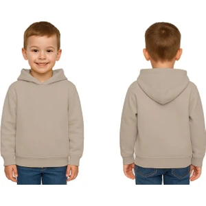 Unisex Düz Baskısız Çocuk Sweatshirt Kapüşonlu 3 Iplik Şardonlu Kumaş