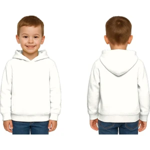 Unisex Düz Baskısız Çocuk Sweatshirt Kapüşonlu 3 Iplik Şardonlu Kumaş