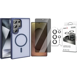 Galaxy S25 Ultra Kılıf Magsafe Şarj Özellikli Mat Arka Yüzey Zore Sio Kapak + Safir Kamera Lens + Hayalet Ekran Koruyucu