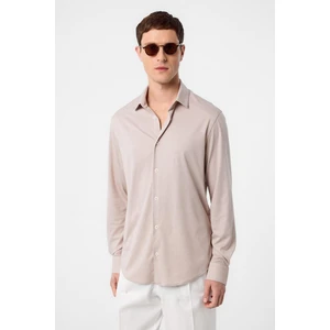 Bej Slim Fit Erkek Gömlek