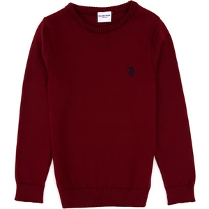 U.S. Polo Assn. Erkek Çocuk Bordo Bisiklet Yaka Basic Kazak 50315586-VR014
