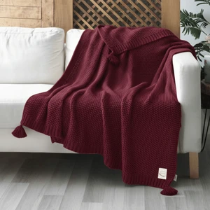 Coco Pirinç Örgü Ponponlu Triko Tv Battaniyesi Throw Koltuk Şalı