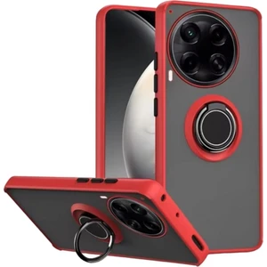 Tecno Camon 30 Uyumlu Kılıf Montreal Yüzüklü Mıknatıslı Silikon Kırmızı