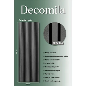 Mdf Ahşap Akustik Duvar Paneli 100X275 cm - Koyu Taş