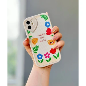 Miraz Tasarım IPHONE 11 Kalp Detay Ayıcık ve Çiçek Desenli Kılıf