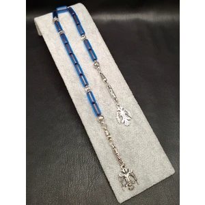 Içi Siyah Mavi Renk Kesme Kesim 15 Taneli Zaza Toz Kehribar Tesbih