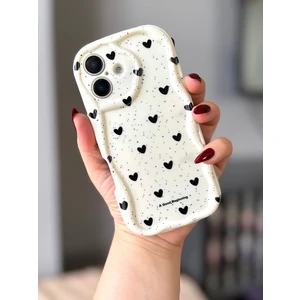 Miraz Tasarım IPHONE 16 Siyah Kalpli Ekru Kılıf