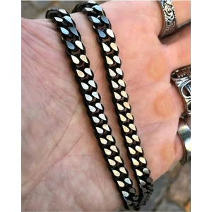 Satürn Silver Kuyumculuk Çelik Zincir Erkek Kolye ve Bileklik Set Kararmaz Çelik Kolye Çelik Zincir Kolye Kalın Zincir