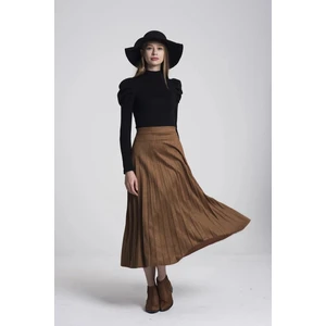 Piliseli Süet Tam Boy Etek