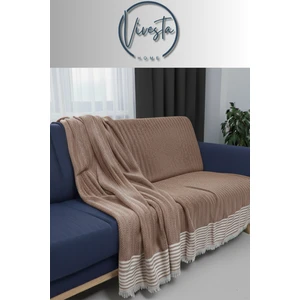 Vivesta Home Pamuk Kumaş Püsküllü Koltuk Örtüsü 170X210 cm – Yumuşak Dokulu, Şık ve Dekoratif Kanepe Şalı