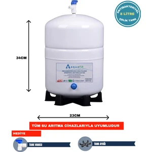 Su Arıtma Cihazı Tankı 8 Lt. (2,2 GALON) Paslanmaz Metal Tank - Tank Vanası Ve Ayak Hediyeli