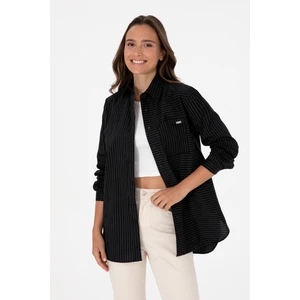 U.S. Polo Assn. Kadın Siyah Uzun Kollu Çizgili Gömlek 50316387-VR046