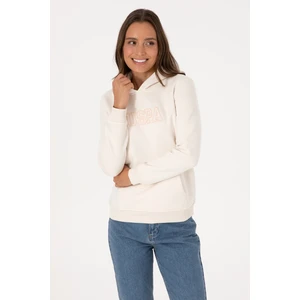 U.S. Polo Assn. Kadın Krem Şardonlu Kapüşonlu Basic Sweatshirt 50313566-VR071