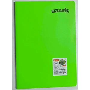 A4 60 Yaprak Kareli Pp Kapak Dikişli Defter Neon Yeşil