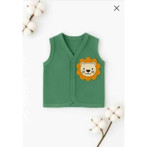 Aslan Figürlü Çıtçıtlı Mevsimlik Bebek Penye Yelek %100 Pamuk