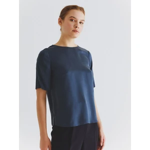 %100 İpek Yarım Kol Bluz Lacivert K2013117_015