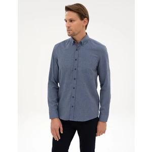 Pierre Cardin Erkek Koyu Mavi Flanel Dokulu Slim Fit Uzun Kollu Gömlek 50316751-VR032