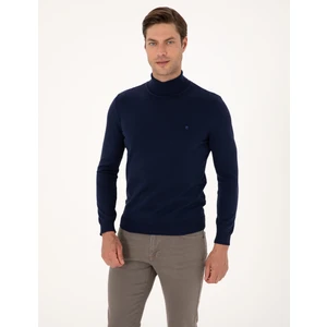 Pierre Cardin Erkek Açık Lacivert Slim Fit Balıkçı Yaka Basic Triko Kazak 50314202-VR059