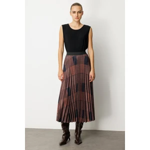 Desenli Piliseli Etek Kahve 02045