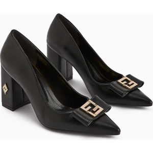 Melly Siyah Tokalı Kalın Topuklu Kadın Ayakkabı