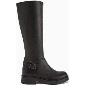 Penda Hakiki Deri Siyah Toka Detaylı Kadın Fermuarlı Çizme