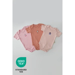 Candy 3lü %100 Pamuk Nakışlı Bebek Body Set