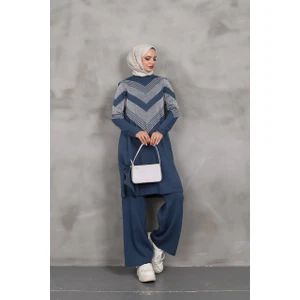 Simli Triko Tunik Pantolon Takım