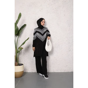 Simli Triko Tunik Pantolon Takım
