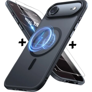 M.TK Moveteck iPhone 17 Air Kılıf Mat Magsafe Şarj Özellikli Hassas Butonlu Yumuşak Renkli Kenarlı + Ekran Koruyucu Cam Set 2in1