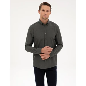 Pierre Cardin Erkek Koyu Haki Regular Fit Uzun Kollu Gömlek 50311380-VR111