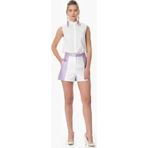 Beyaz Detaylı Kadın Şort Lila Y1612066_017