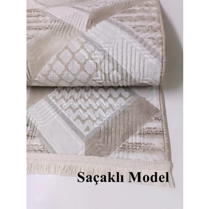 NarStore Home Dinar Motif Bej Kahverengi Kaymaz Taban Kesme Yolluk Halı Modern Desen