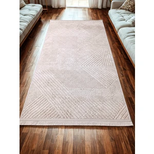 NarStore Home Krem Bej Renk Saçaklı Kaymaz Tabanlı Kesme Kabartmalı Salon Koridor Mutfak Halısı