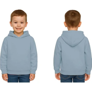 Unisex Düz Baskısız Çocuk Sweatshirt Kapüşonlu 3 Iplik Şardonlu Kumaş