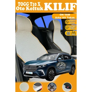 STS Oto Aksesuar Togg T10 x Uyumlu Bej Prestij Serisi Dokuma Kumaş Oto Koltuk Kılıfı Ön Tam Arka Alt