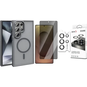 Galaxy S25 Ultra Kılıf Magsafe Şarj Özellikli Mat Arka Yüzey Zore Sio Kapak + Safir Kamera Lens + Hayalet Ekran Koruyucu