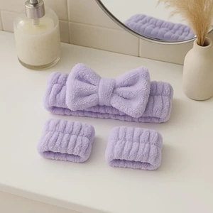 Mikrofiber Welsoft Saç Bandı ve Bileklik Seti – Makyaj & Yüz Yıkama Için
