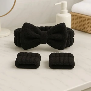 Mikrofiber Welsoft Saç Bandı ve Bileklik Seti – Makyaj & Yüz Yıkama Için