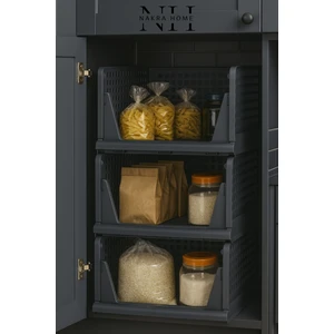 3 Adet Çok Amaçlı Kayar Raf – Dolap Içi Çekmeli Modüler Düzenleyici Gardırop Mutfak Banyo